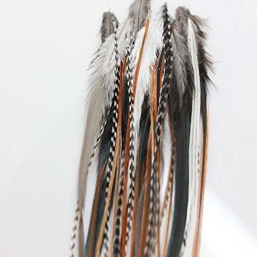 Feather Hair Extensions - 25 Loose Rooster Feathers with Micro Beads