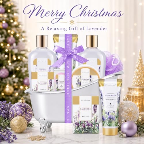 Spa Luxetique Lavender Spa Gift Basket 8pc Bath & Body Set for Women