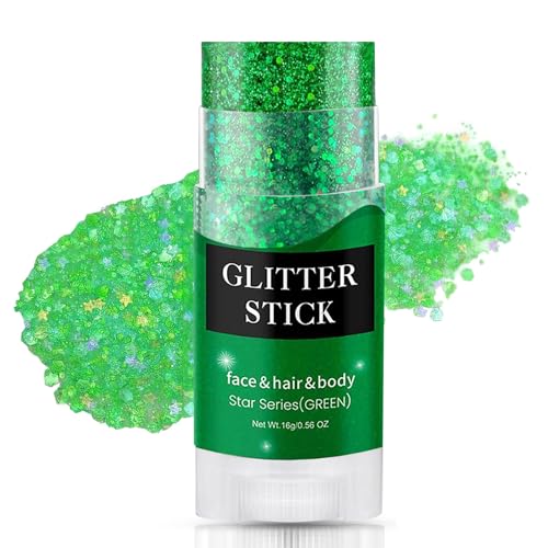 Waterproof Green Glitter Stick for Face & Body - Holographic Shine