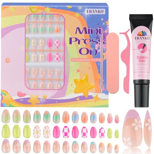 EBANKU 78-Piece Kids Press-On Nails Set with Adhesives
