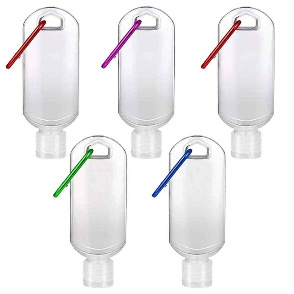 Refillable Travel Bottles Containers with-Clip - XMWangzi, with Filp or Nozzle, Empty Plastic Bottles, Filled with Cosmetic Oil Hand Sanitizer, Suitable for Home Office Outdoor (5 PCs)
