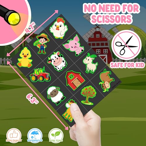 72 PC Farm Party Favors Set - 24 LED Finger Lights & 48 Glow Tattoos