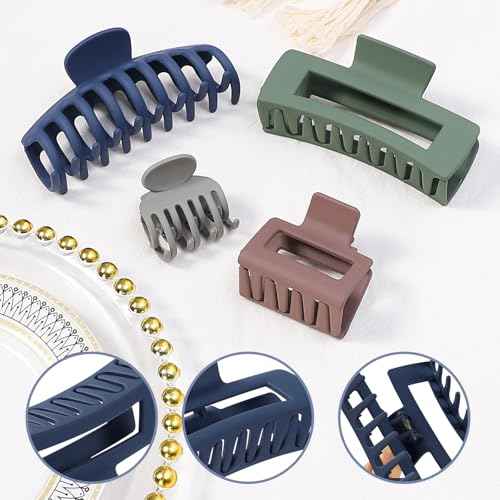 Hair Claws 16 Pcs Hair Clips for Women Thin Thick Curly Hair Large and Small Matte Banana Clips Strong Hold Nonslip