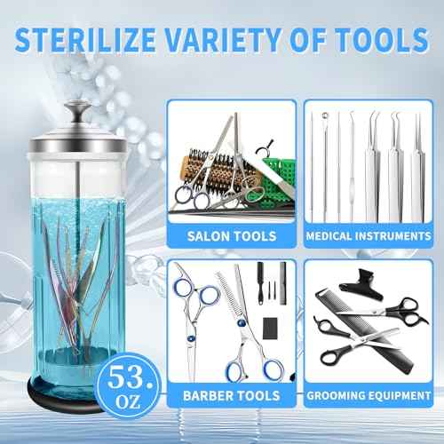 42.3 Oz Barbicide Disinfectant Jar with anti-slip pad, Disinfectant Jar Large for Nail Tools, Barber Shop&Spa Implements Barbicide Containers with Removable Straining Tray(1250 ml)