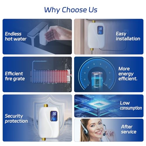Electric Tankless Water Heater 110V 3000W Under Sink Instant Hot Water System