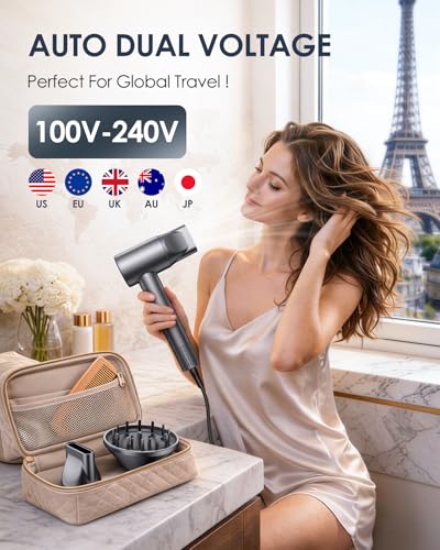 Zecoub Dual Voltage Travel Hair Dryer 170,000 RPM Ionic