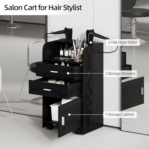 Salon Station Cart with Drawers & Wheels for Hair Stylists