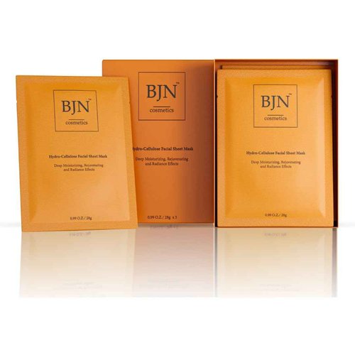 BJN Cosmetics Luxury (5pack) Hydro Cellulose Lotion Facial Sheet Masks for Skin Care & Beauty - Natural Ingredients for Deep Hydration, Moisturizing, Rejuvenation, and Radiance