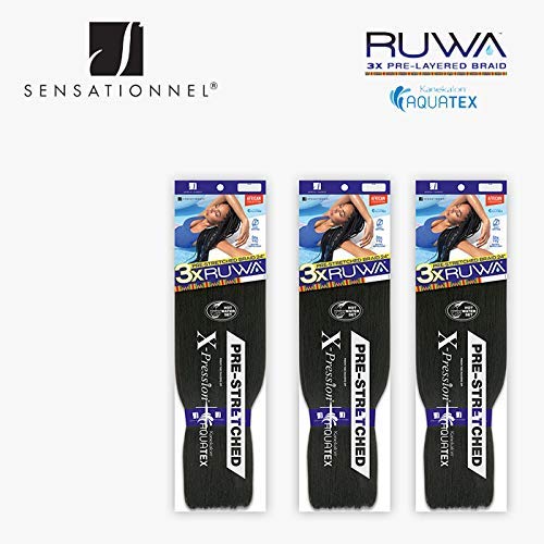 Sensationnel Synthetic Hair Braids X-Pression 3X RUWA PRE-STRETCHED Braid 24" (3 Pack, 4)