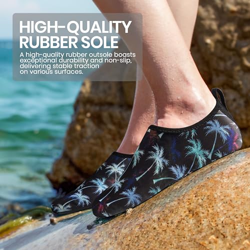 SEEKWAY Water Shoes Women Men Adult Quick-Dry Aqua Socks Barefoot Non Slip for Beach Swim River Pool Lake surf Black Size SK002