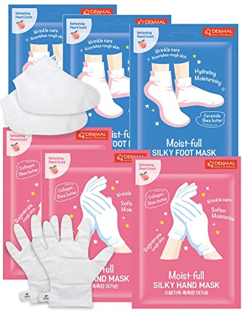 DERMAL Moistfull Silky Foot and Hand Mask Set - 6 Pack