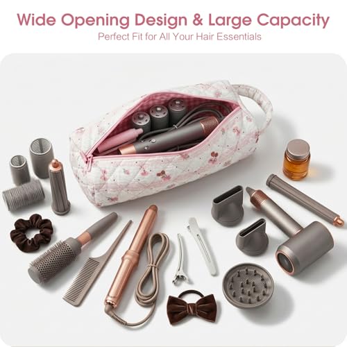 Travel Hair Tools Organizer Bag for Dyson Airwrap & Shark | Pink