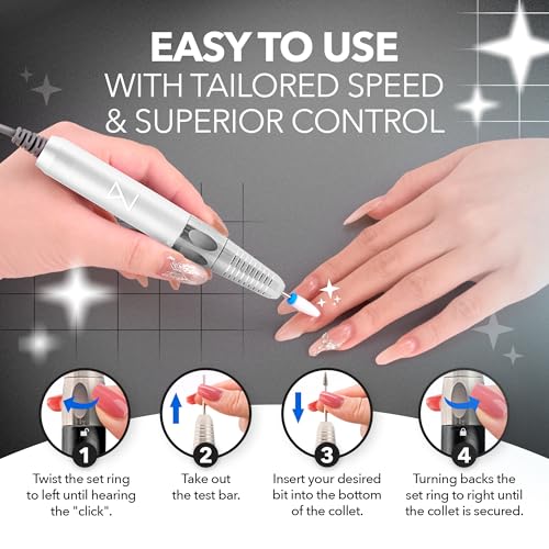 2-in-1 Cordless Nail Drill with Brushless Motor - 35000 RPM, Aluminium Casing