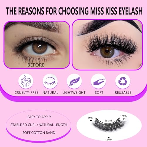 Miss Kiss 3D Mink Lashes 12MM Reusable False Eyelashes