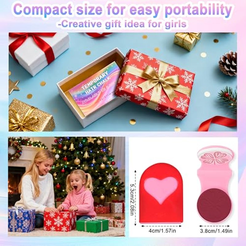 10 Vibrant Temporary Hair Chalk Kit for Women - Washable Color