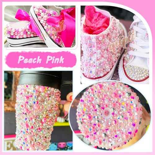 3mm-10mm Flatback Pink Pearls and Resin Rhinestones w B7000 Jewelry Glue for Bedazzling Crafting White AB Half Pearls Gems Stones Diamonds Charms for Face Eyes Makeup Tumblers Bottles Beauty