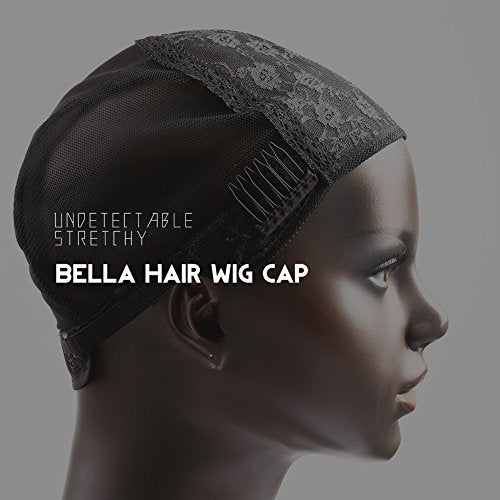 Bella Hair Glueless Wig Caps for Making Wig with Combs and Adjustable Straps Swiss Lace Black Small Size