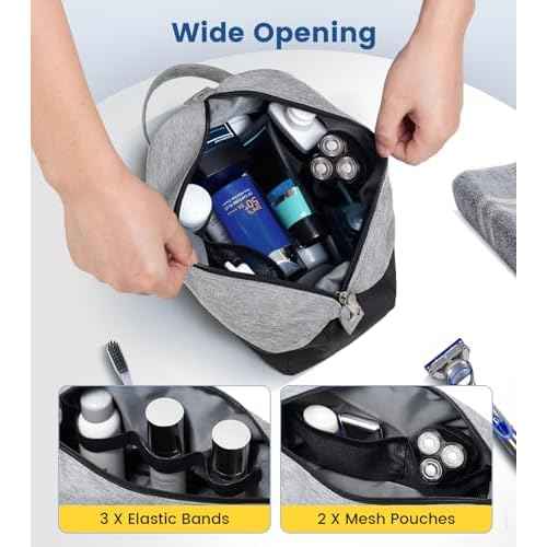 Vorspack Lightweight Travel Toiletry Bag - Water Resistant Travel Bag for Toiletries, Cosmetics, Accessories, Gifts for Men - Black