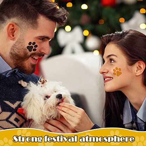 Jutom 30 Sheets 240 Pcs Dog Paw Glitter Tattoo Sticker Temporary Tattoos Dog Paw Body Tattoos for Women Girls Face Body Accessories(Fresh Color)