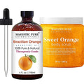 Majestic Pure Brazilian Orange Essential Oil with Orange Body Scrub Bundle