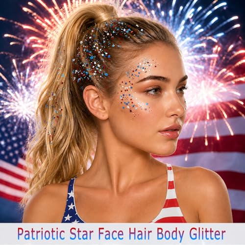 4th of July Red White Blue Glitter Stick Kit - Face & Hair