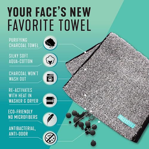 FACESOFT 2X Pro Infused Charcoal Detox Sweat Towel - Double Activated Charcoal for Deeper Detox - Absorbent Exercise Towel for Gym and Sports - Beauty - 1 Pc