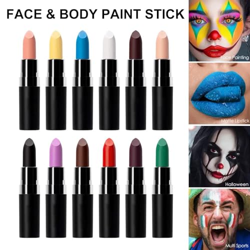 Black Body Paint Stick, Foundation Cream Makeup, Face and Body Paint for Halloween Joker Zombie Vampire Skeleton Skull Special Effects Mime Makeup (07# Black)