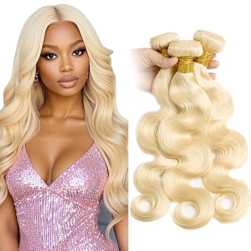 613 Blonde Body Wave Human Hair Bundles - 24/26/28 Inch