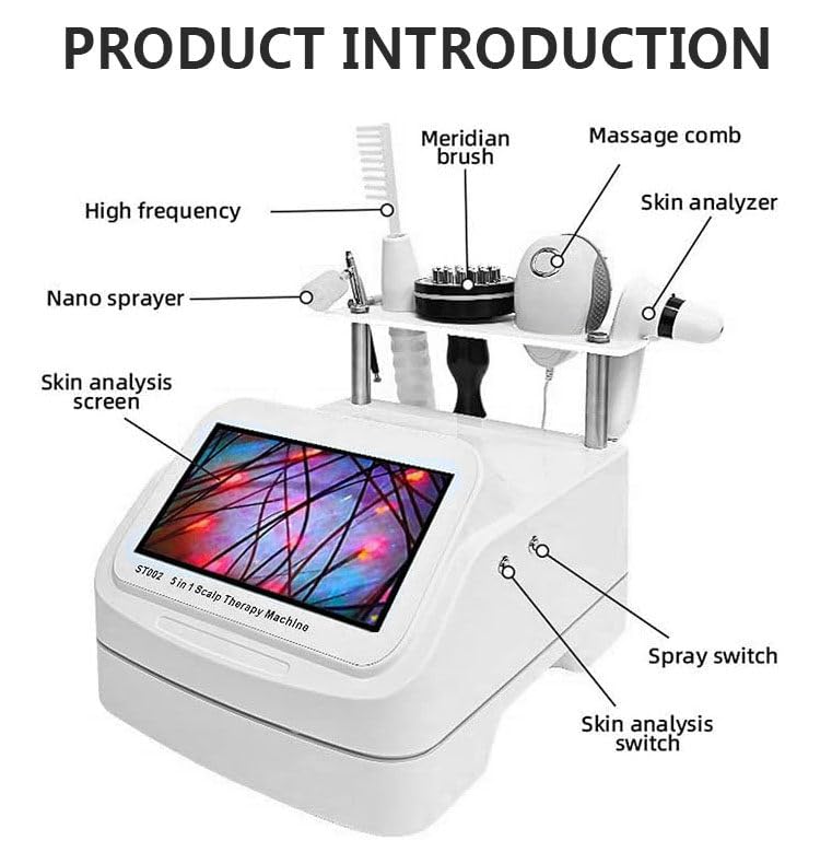 5-in-1 Skin Scalp Detector with 200X Magnification & Spectrum Analysis
