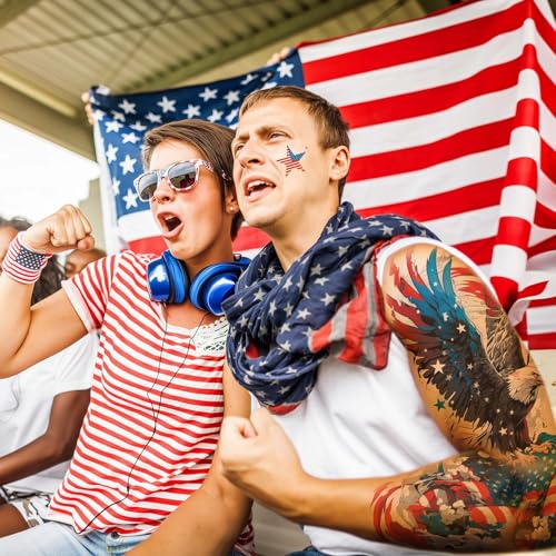 32 Sheets USA Flag Temporary Tattoos, Waterproof 4th of July