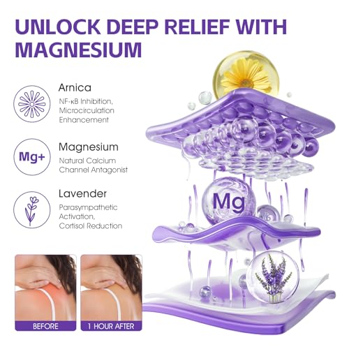 Magnesium Lotion for Sleep, Nighttime Magnesium Cream, Topical Magnesium Cream for Muscle Relaxation & Calm, Lavender Magnesium Cream for Body, Deep Hydration, Relaxing Self-Care Gift, 4.23 fl oz