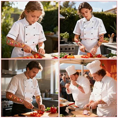 Chili Cook Off Temporary Tattoos - 200 Spicy Pepper Fiesta Decorations Supplies, Mexican Party Favors Fake Tattoo for Cooks Guests, School Prize (8 sheets)