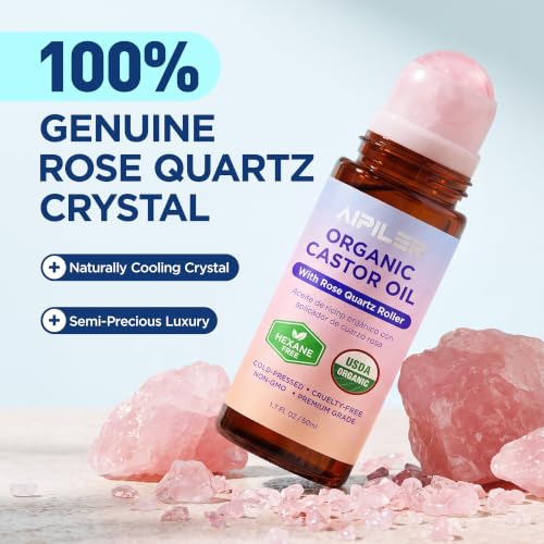 Organic Castor Oil Roller with Rose Quartz Ball - 1.7 fl oz