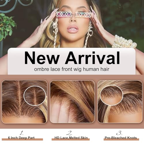 Honey Blonde 30-Inch Lace Front Wig - Ombre Body Wave Human Hair