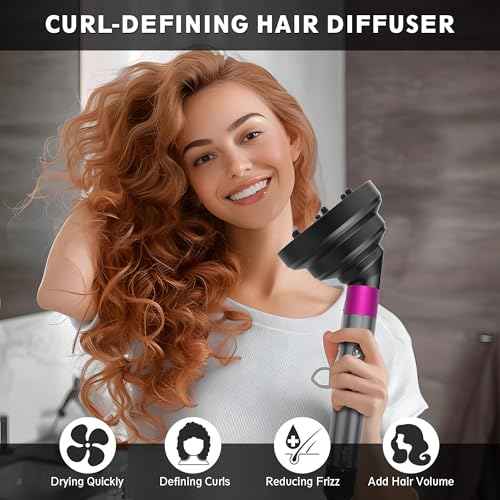 KingKam Upgraded Diffuser Attachment for Dyson Airwrap Styler, Collapsible Travel Hair Diffuser Attachments for Airwrap, Converts for Dyson Air wrap to Hair Dryer, Foldable and Portable - Black