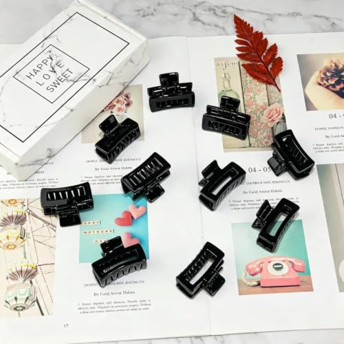 Mini Claw Hair Clips for Women & Girls, 1.5 Inch Black Hair Claw Set