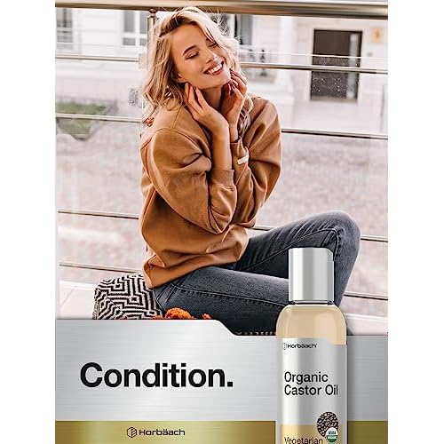 Horb?ach Castor Oil Organic | 4 fl oz | Cold Pressed and Hexane Free | For Face, Hair, Eyelashes and Eyebrows | Vegetarian, Non-GMO Formula