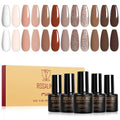 ROSALIND Nude Brown Gel Nail Polish Set, 12 Colors