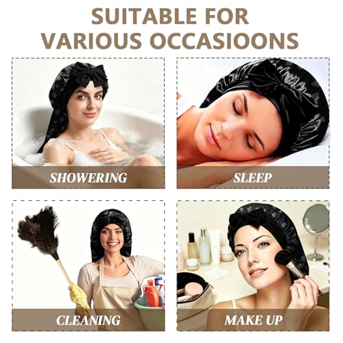 Satin Hair Bonnet Sleep Cap for Long Hair - Adjustable & Reusable