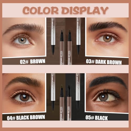 Dual-End Microblading Eyebrow Pen | 4D Hair-Like Strokes, Waterproof
