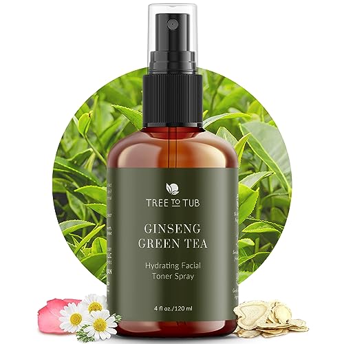 Tree To Tub Hydrating Facial Toner Spray for Dry & Sensitive Skin - Alcohol Free Witch Hazel & Rose Water Face Toner for Women & Men w/Hyaluronic Acid, Vitamin C, Organic Green Tea, Natural Ginseng