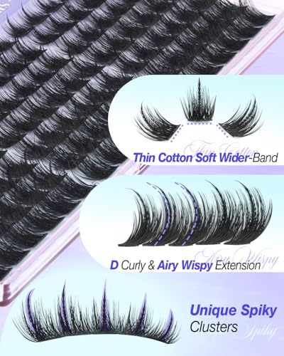 YDAGKH K Animated Spiky Wispy Manga Eyelash Clusters - 10-16mm D Curl, DIY Volume Anime Lashes for Baddie Makeup