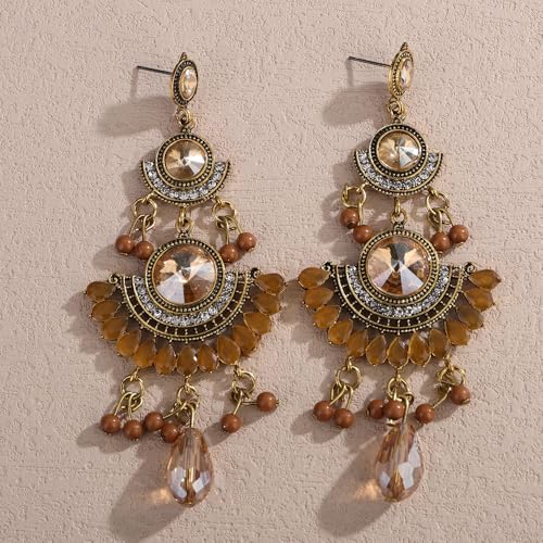 Boho Rhinestone Teardrop Dangle Earrings for Women