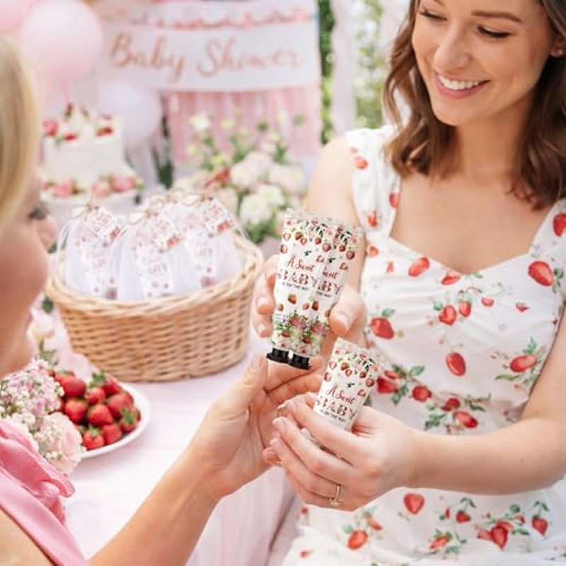 48 Sets Strawberry Baby Shower Favors for Guests Berry Sweet Hand Creams Body Lotion Baby Shower Party Supplies Thank You Gift Travel with Bag Tag for Birthday Gender Reveal Return Gifts