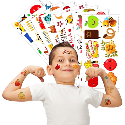 Rosh Hashanah Temporary Tattoos for Kids 102PCS Shana Tova Party Supplies Decorations Jewish New Year Festival Themed Favors Cute Holy Day Carnival Tattoos | Ideal Gifts & Prizes for Boys & Girls