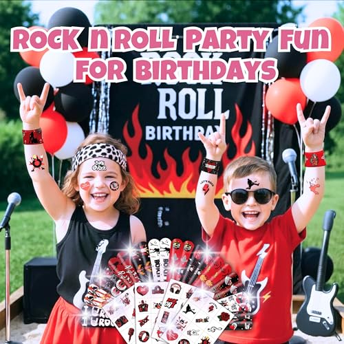 72-Pc Rock and Roll Party Favors Set with Tattoos & Slap Bracelets
