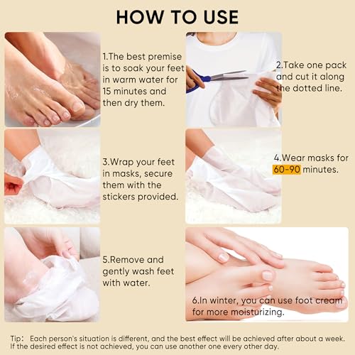 Coconut Foot Peeling Mask - 3 Pairs Exfoliating Foot Masks for Smooth Feet