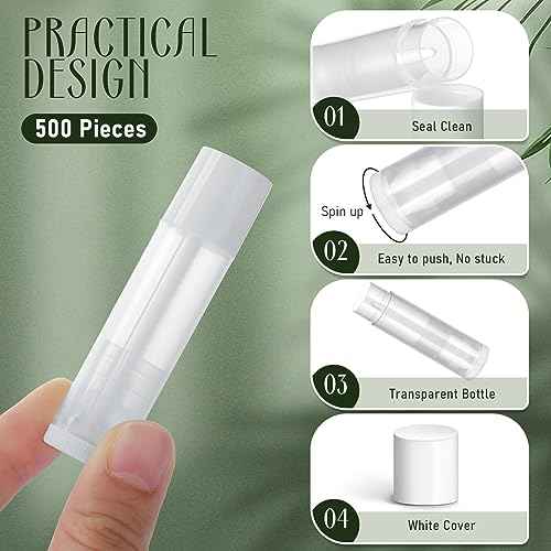 Nuanchu 500 Pcs 0.19 oz/ 5.5 ml Empty Lip Balm Tubes Round PVC Lip Gloss Tubes with Caps Lightweight Clear Balm Containers Refillable for Homemade DIY