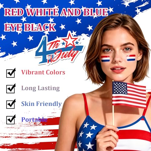 Red White Blue Eye Black Stick - Patriotic Face Paint 4-Pack