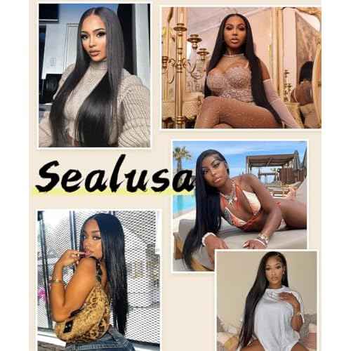 Sealusa 30 Inch 13x6 Lace Front Wigs Human Hair Real 100% Virgin Hair Can Last 6-9 Months Life Straight Human Hair Wig 200% Density Soft Silky Smooth HD Lace Frontal Wigs Tangle-Free Natural Black
